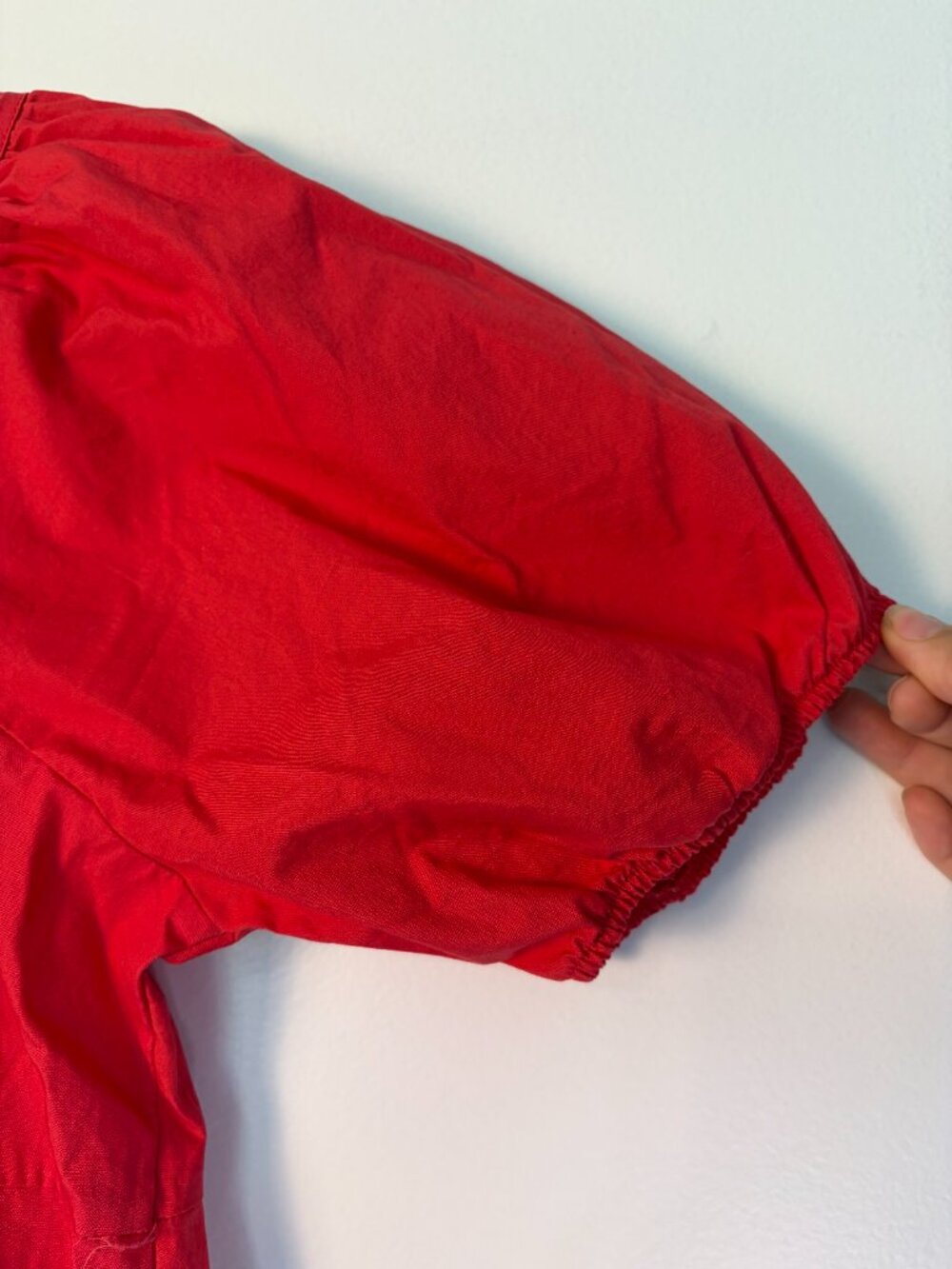 Draper James Vibrant Red Puff Sleeve Square Neckline Babydoll Dress - Picture 2 of 6